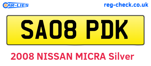 SA08PDK are the vehicle registration plates.