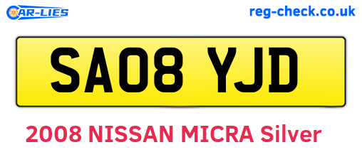 SA08YJD are the vehicle registration plates.