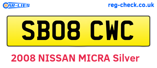 SB08CWC are the vehicle registration plates.