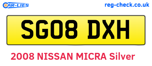 SG08DXH are the vehicle registration plates.