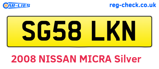 SG58LKN are the vehicle registration plates.