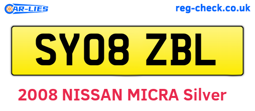 SY08ZBL are the vehicle registration plates.