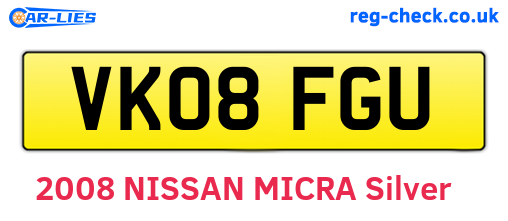 VK08FGU are the vehicle registration plates.