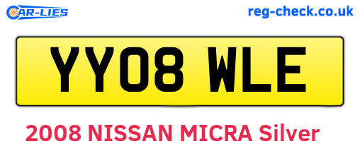 YY08WLE are the vehicle registration plates.