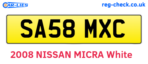 SA58MXC are the vehicle registration plates.