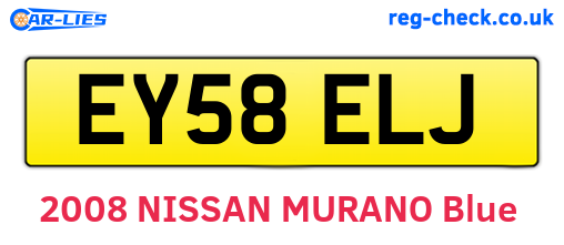 EY58ELJ are the vehicle registration plates.
