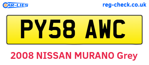 PY58AWC are the vehicle registration plates.