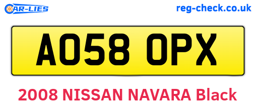 AO58OPX are the vehicle registration plates.