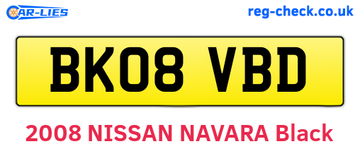 BK08VBD are the vehicle registration plates.