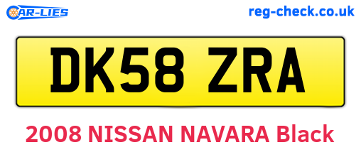 DK58ZRA are the vehicle registration plates.