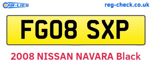FG08SXP are the vehicle registration plates.