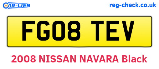 FG08TEV are the vehicle registration plates.
