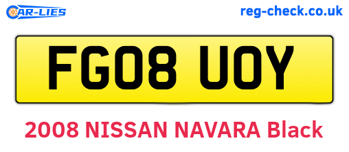 FG08UOY are the vehicle registration plates.