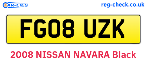 FG08UZK are the vehicle registration plates.