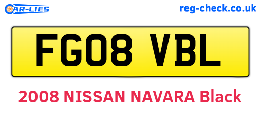 FG08VBL are the vehicle registration plates.