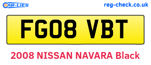 FG08VBT are the vehicle registration plates.