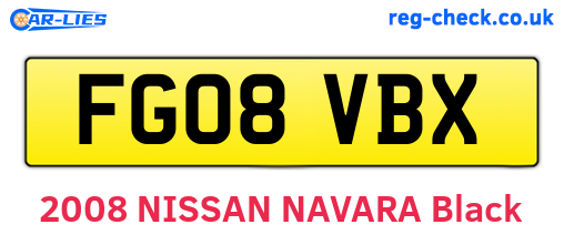 FG08VBX are the vehicle registration plates.
