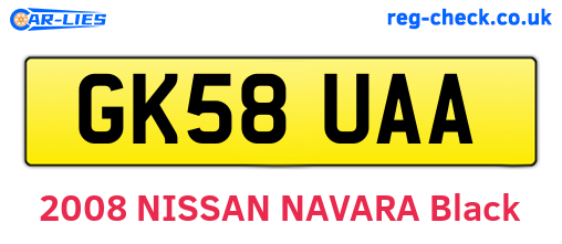 GK58UAA are the vehicle registration plates.