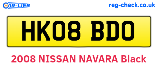 HK08BDO are the vehicle registration plates.