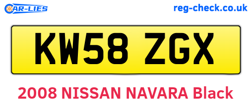 KW58ZGX are the vehicle registration plates.