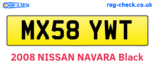 MX58YWT are the vehicle registration plates.