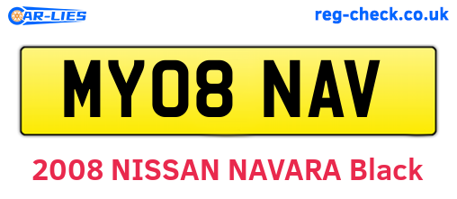 MY08NAV are the vehicle registration plates.