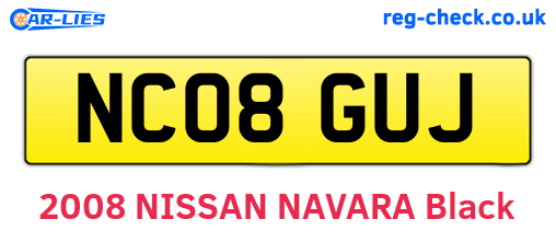 NC08GUJ are the vehicle registration plates.