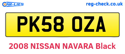 PK58OZA are the vehicle registration plates.