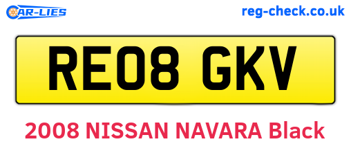 RE08GKV are the vehicle registration plates.
