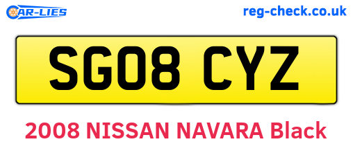 SG08CYZ are the vehicle registration plates.