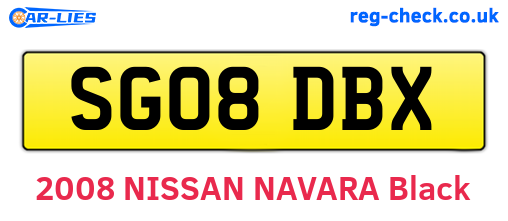 SG08DBX are the vehicle registration plates.