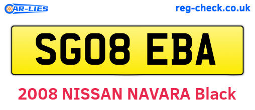 SG08EBA are the vehicle registration plates.