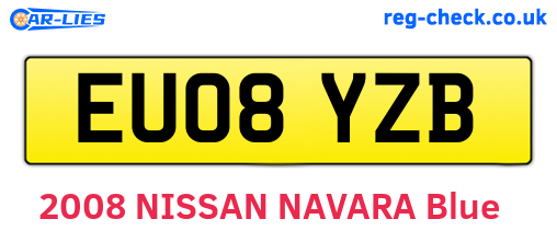 EU08YZB are the vehicle registration plates.