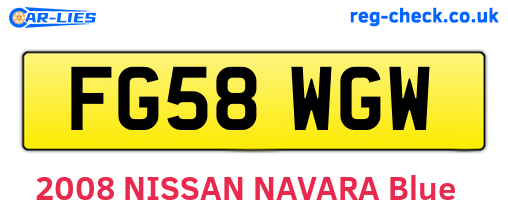 FG58WGW are the vehicle registration plates.