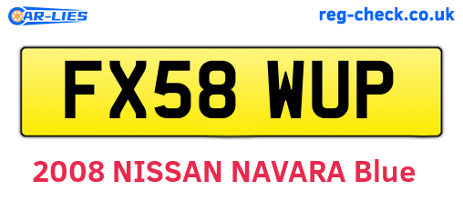 FX58WUP are the vehicle registration plates.