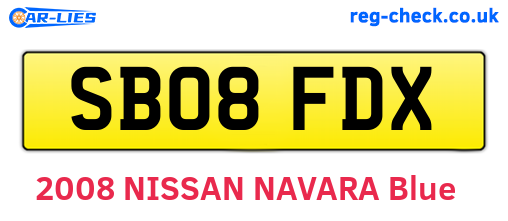 SB08FDX are the vehicle registration plates.
