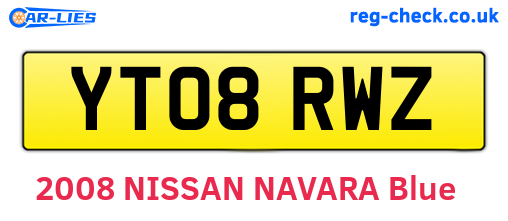 YT08RWZ are the vehicle registration plates.