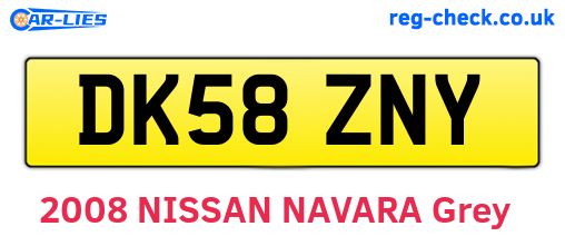 DK58ZNY are the vehicle registration plates.