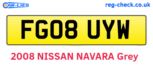 FG08UYW are the vehicle registration plates.