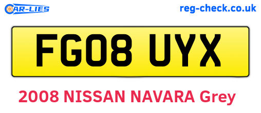 FG08UYX are the vehicle registration plates.