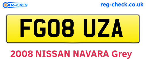 FG08UZA are the vehicle registration plates.