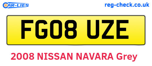 FG08UZE are the vehicle registration plates.