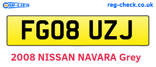 FG08UZJ are the vehicle registration plates.