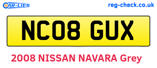 NC08GUX are the vehicle registration plates.
