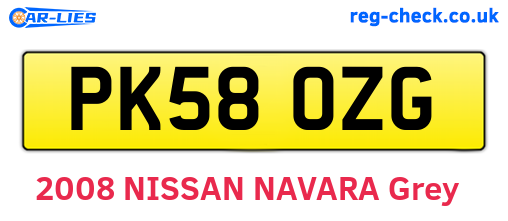 PK58OZG are the vehicle registration plates.