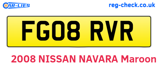 FG08RVR are the vehicle registration plates.