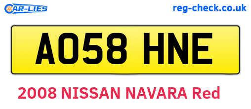 AO58HNE are the vehicle registration plates.