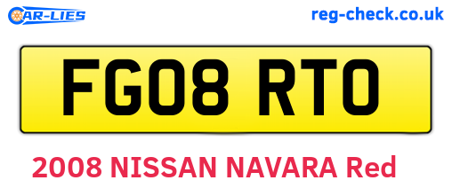 FG08RTO are the vehicle registration plates.