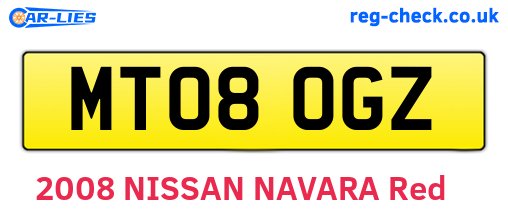 MT08OGZ are the vehicle registration plates.
