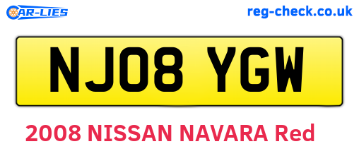 NJ08YGW are the vehicle registration plates.